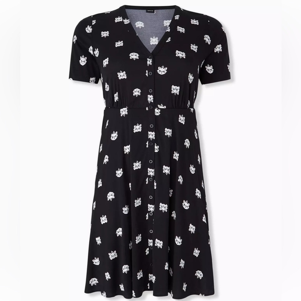 Torrid x Disney Aristocats Marie Challis Black Shirt Dress